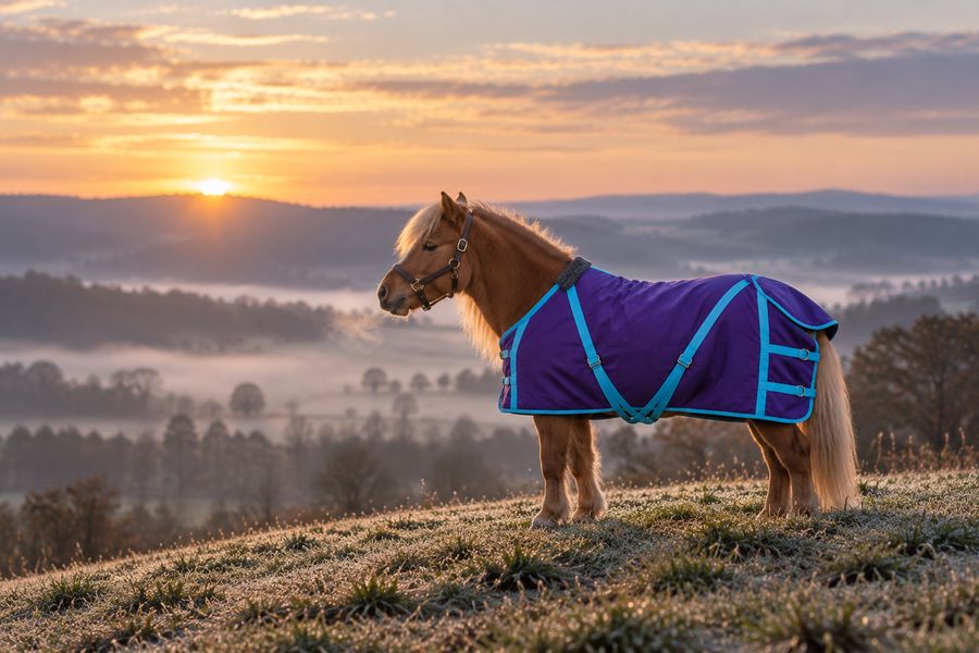 Manta Minihorse morado · reatas azul celeste